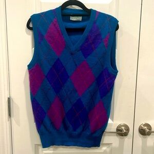 Benetton argyle vintage sweater vest. Amazing colors!